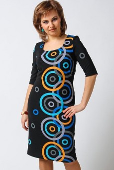 Платье СКС" 4764 (Черный-синий-желтый-серый дизайн)"