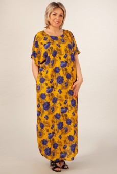 Платье Мальта: Цвет горчичный/синий