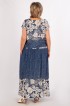 Платье Анджелина-2: Цвет джинс/цветы бежевые: Фото 2