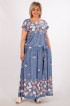 Платье Анджелина-2: Цвет джинс/цветы: Фото 1