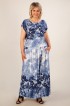Платье Анджелина-2 Цвет:джинс/цветы синие распродажа%: Фото 1