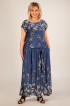 Платье Анджелина-2: Цвет джинс/цветы серые: Фото 1
