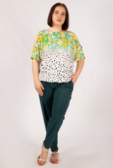Блуза Симона: Цвет тюльпаны/зеленый